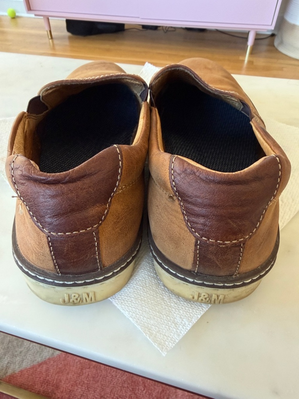 Johnston & Murphy brown sheepskin slip on - Picture 4 of 8